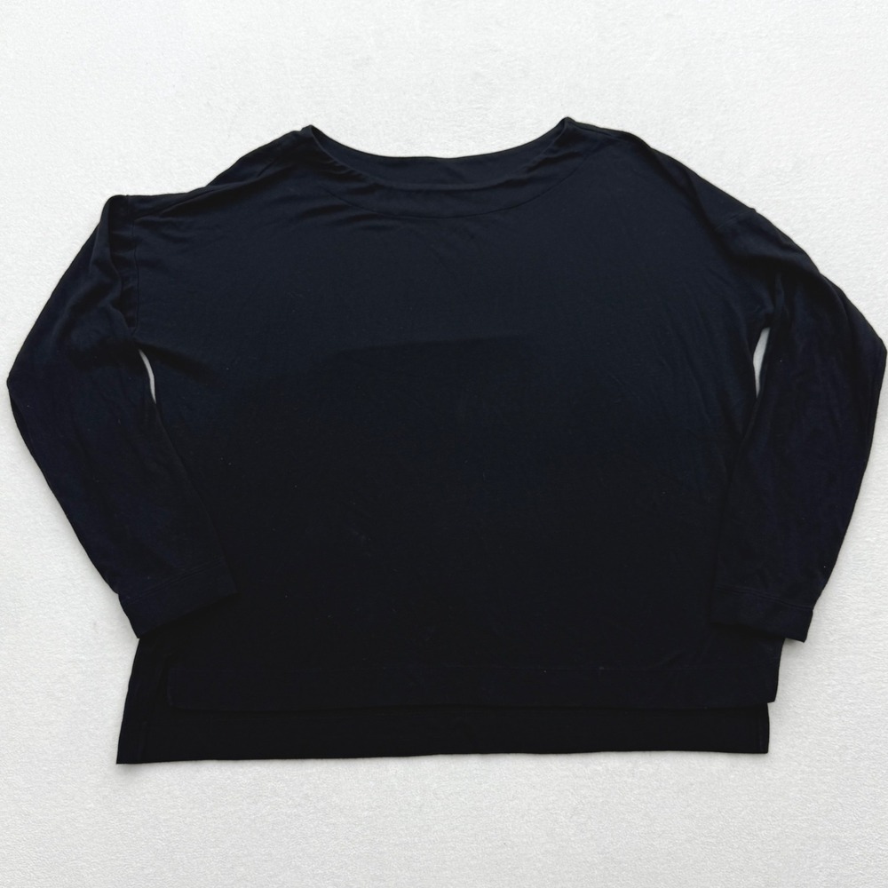 Soma Women's Size L Large Black Long Sleeve Relaxed Fit Crew Neck Top